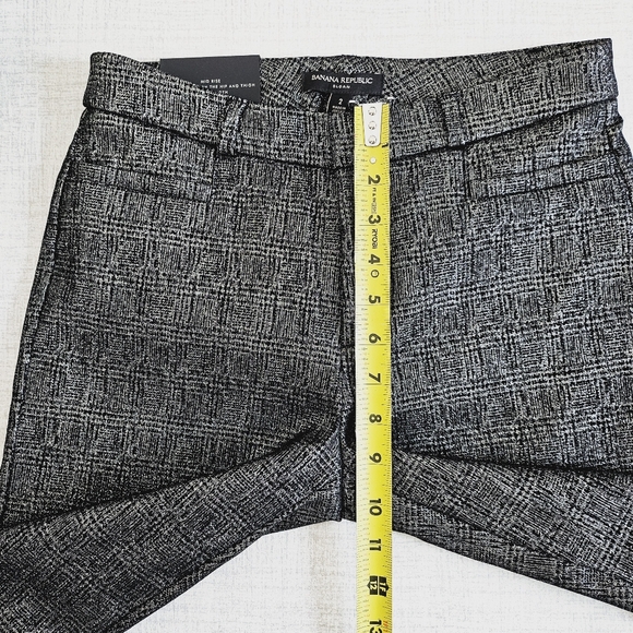 🆕️Banana Republic Modern Sloan Skinny-Fit Gray Metallic Plaid Pant SZ 2 - Picture 9 of 12